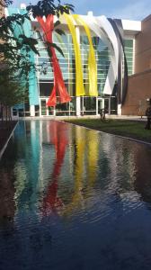 Banner  Installation with Reflection Pond by Joan Farrenkopf 